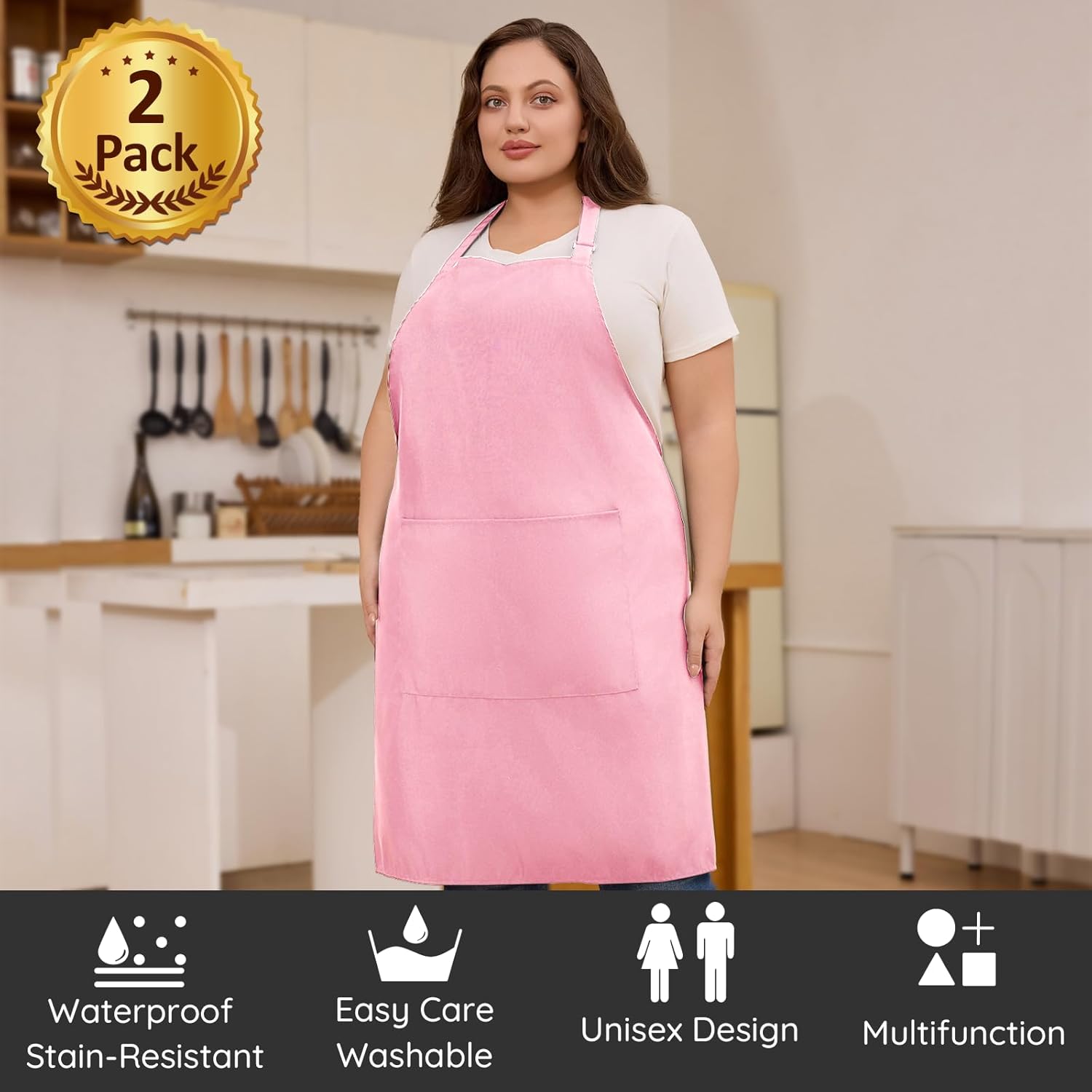 Tablier de Chef - lot de 2, unisexe, grandes poches, taille XL, cuisine professionnelle