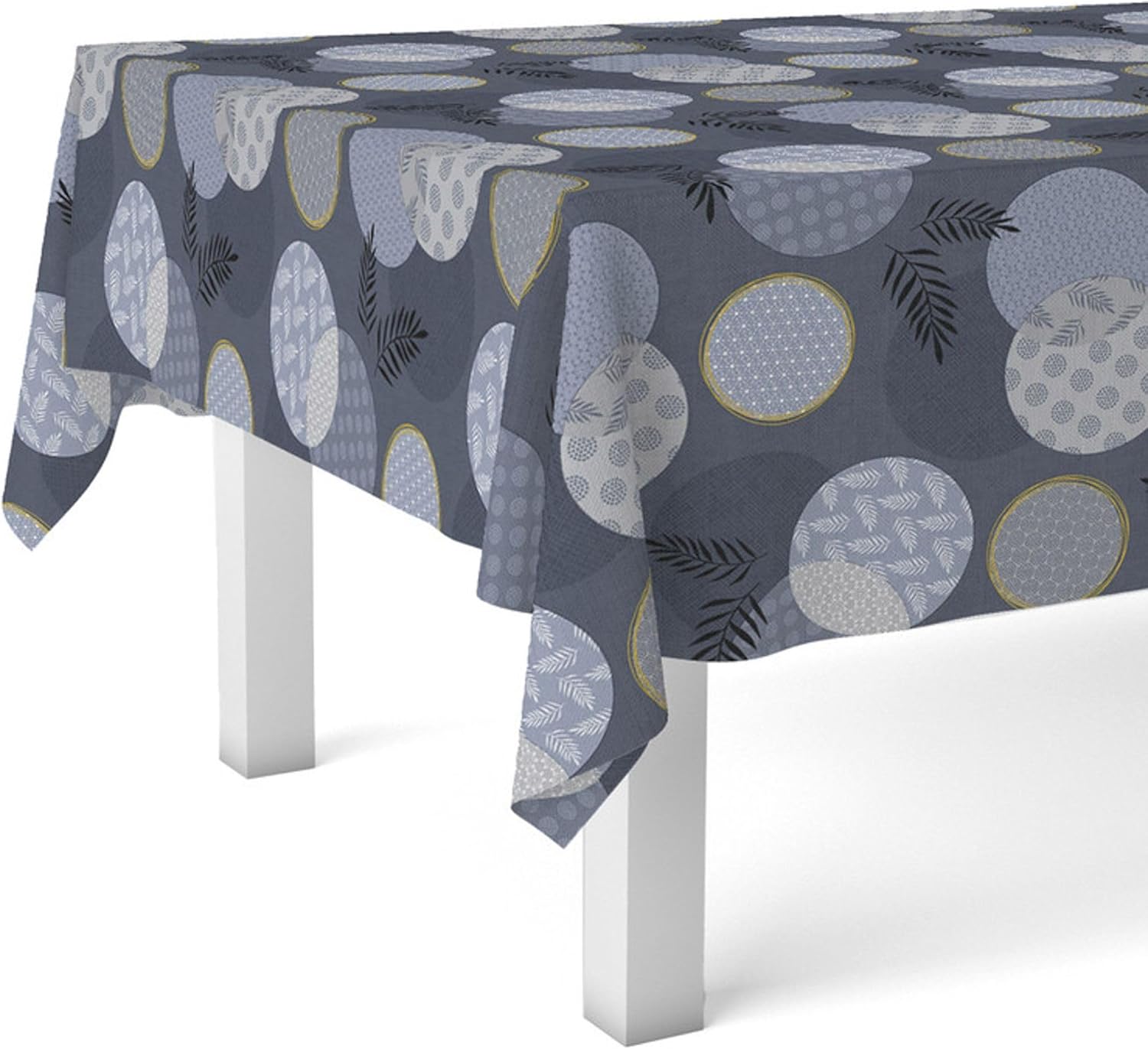 Nappe en toile cirée - Lens Bleu - 250x140 cm - Anti-taches, imperméable