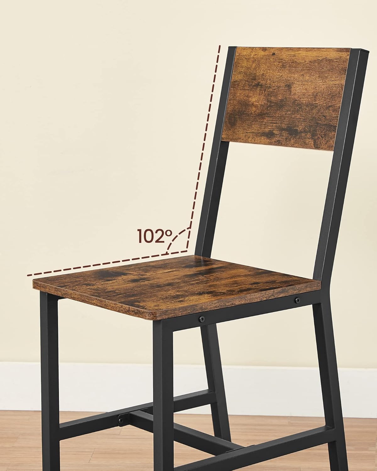 VASAGLE - chaises industrielles, lot de 4 acier, marron/noir, LDC093K02