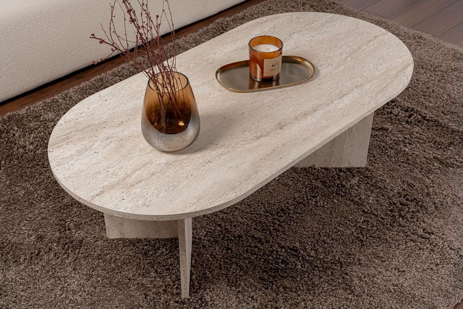 Hanah Home - Élégante table à café - 119x39,8x60 cm - mélamine 18mm, design marbre