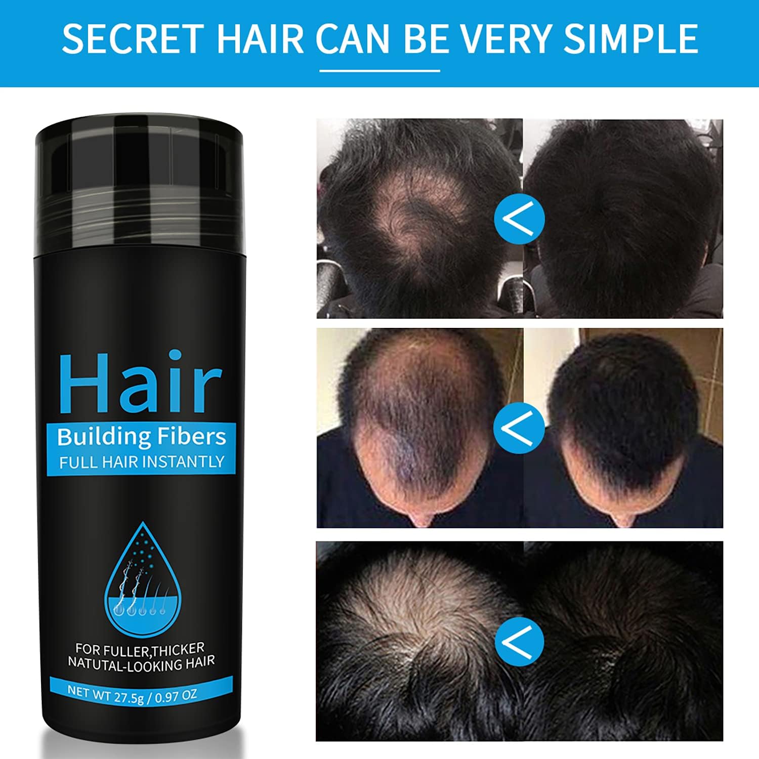 Fibres capillaires - applicateur spray - marron foncé - correcteur cheveux clairsemés, qualité professionnelle