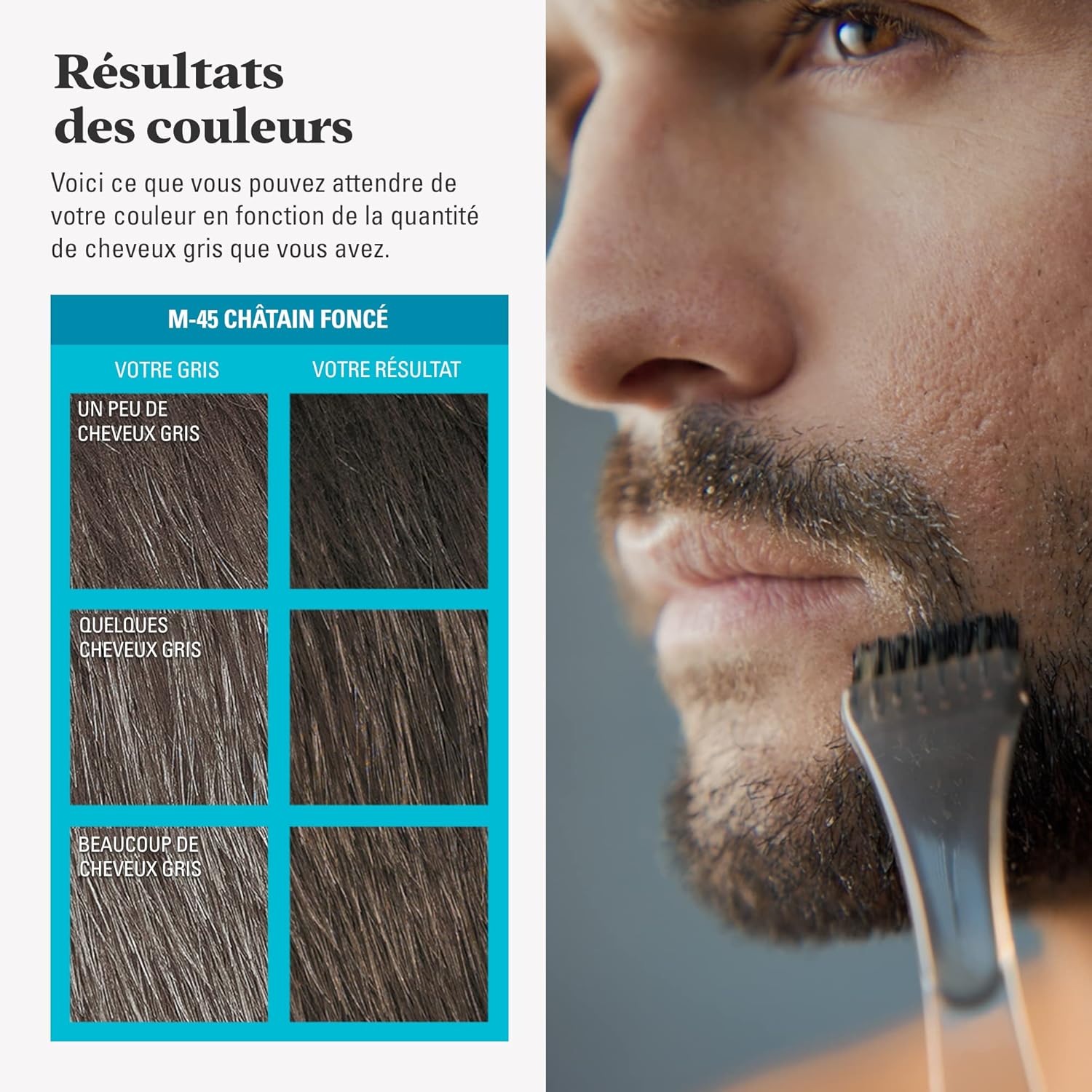 Just For Men - coloration barbe et moustache - naturel, sans ammoniaque, couvre poils gris, peigne - M45