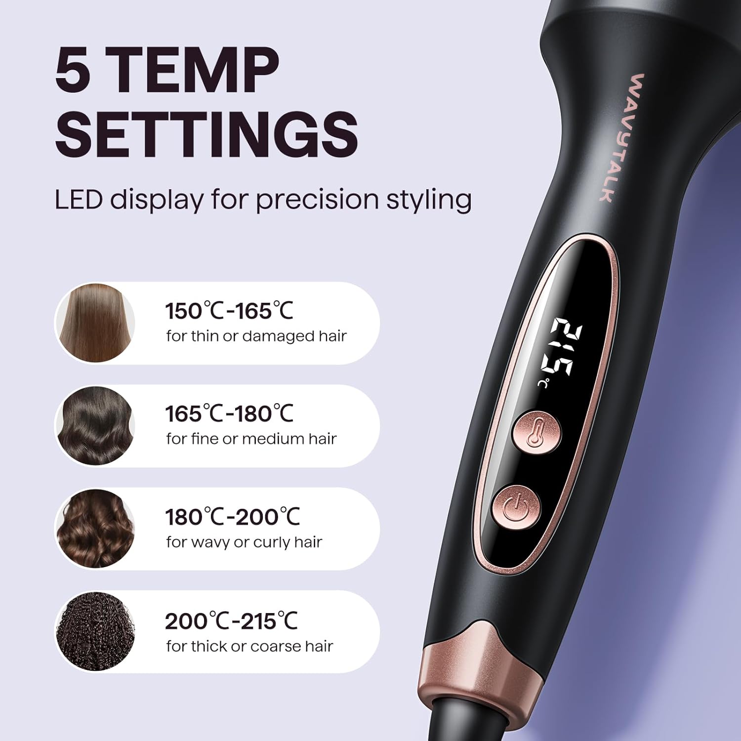 Wavytalk - Blowout Boost - 38mm - Brosse thermique ionique, 5 températures, double tension, prise EU