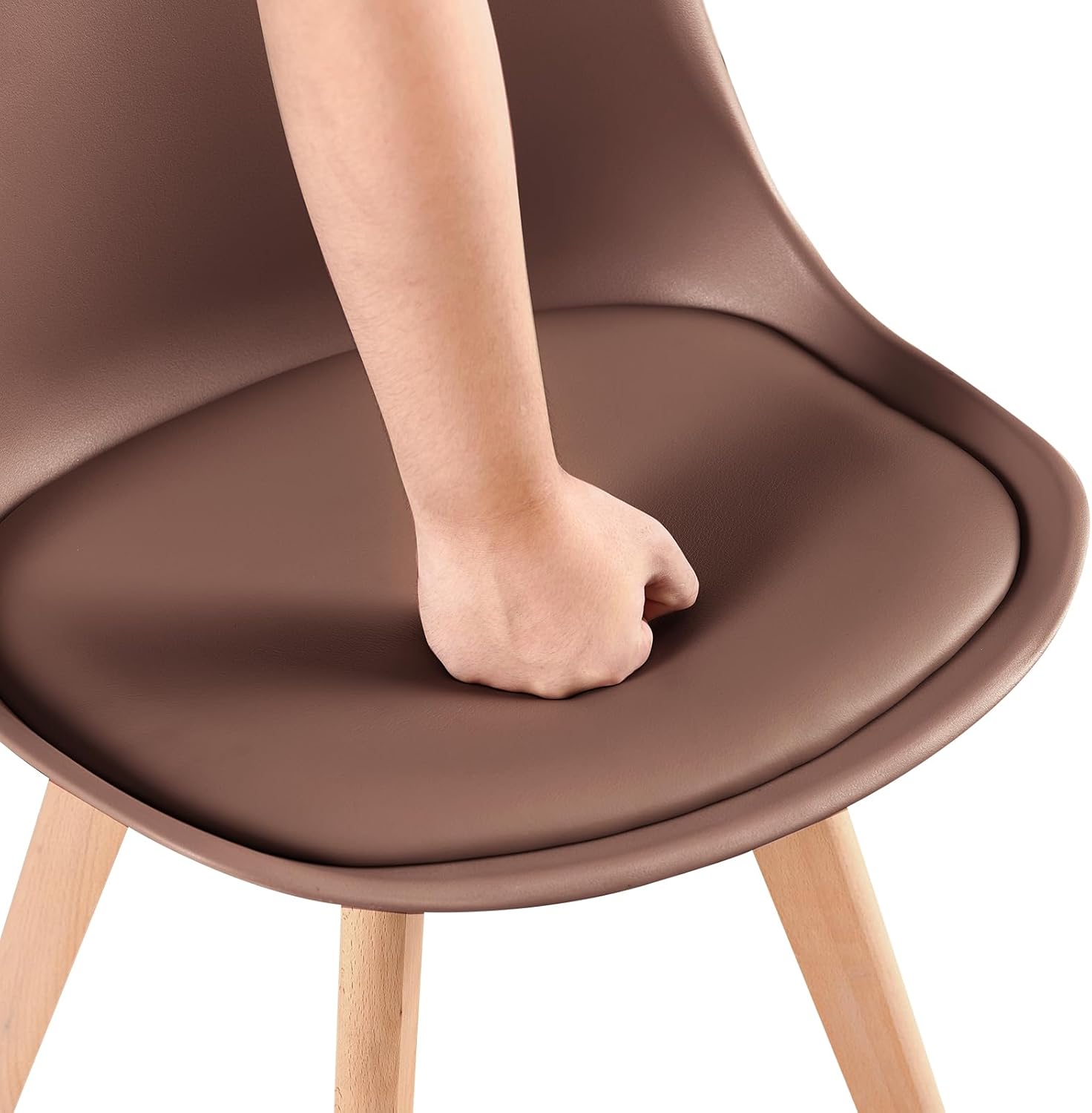 EGGREE - lot de 4 chaises scandinaves - assise rembourrée, pieds bois, 81x48x42 cm - style rétro, testées SGS