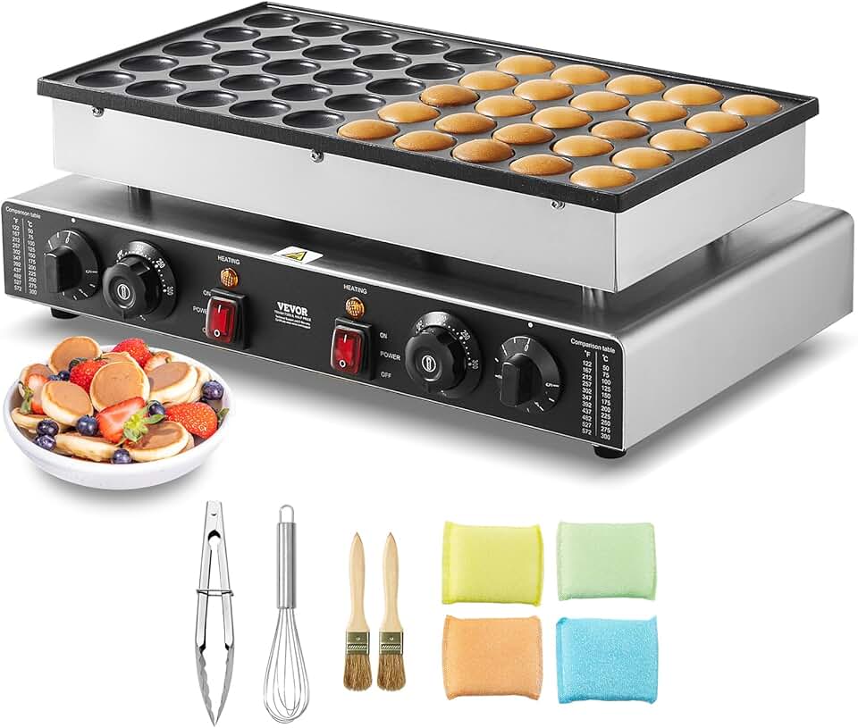 VEVOR - crêpière 50pcs - 43 mm - inox, 1700W, temp. réglable