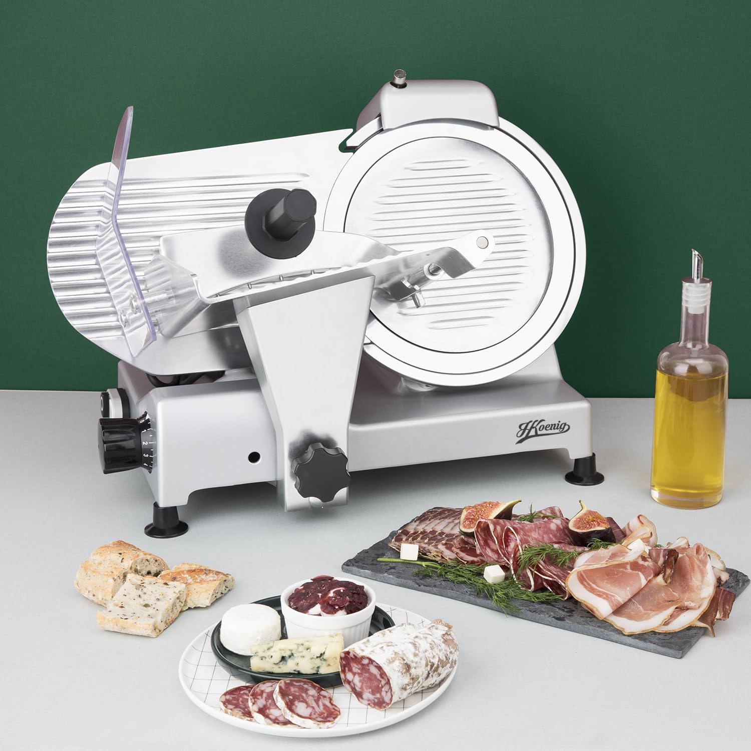 H.Koenig - trancheuse électrique pro - lame 25 cm - coupe 0-12 mm, aiguiseur, MSX250