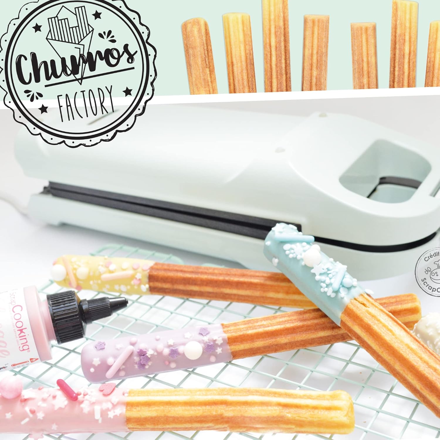 ScrapCooking - Factory 3888 - churros maison, rotation 180°, plaque antiadhésive