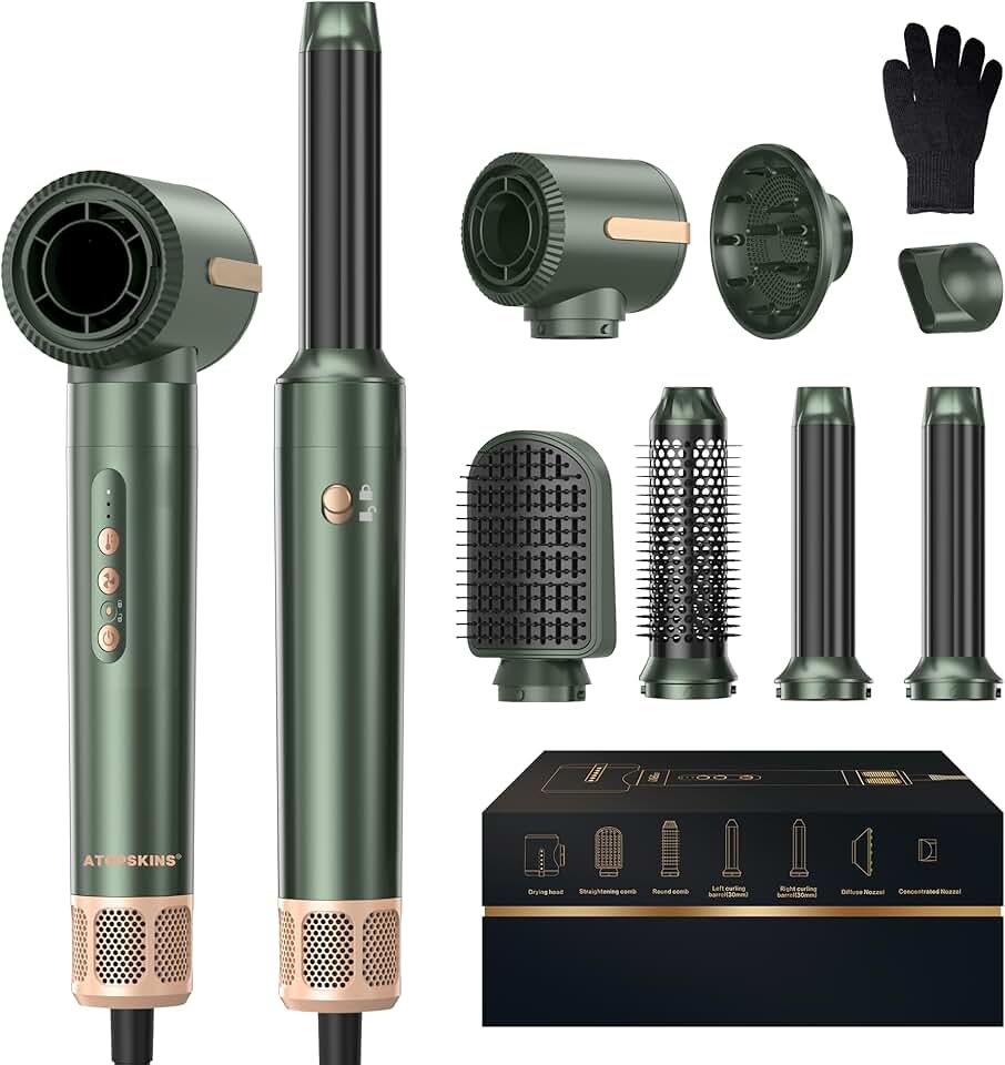 Atopskins - Air Styler 7 en 1 - 30,5 mm - 110000 U/min, sèche-cheveux, lisseur, boucleur