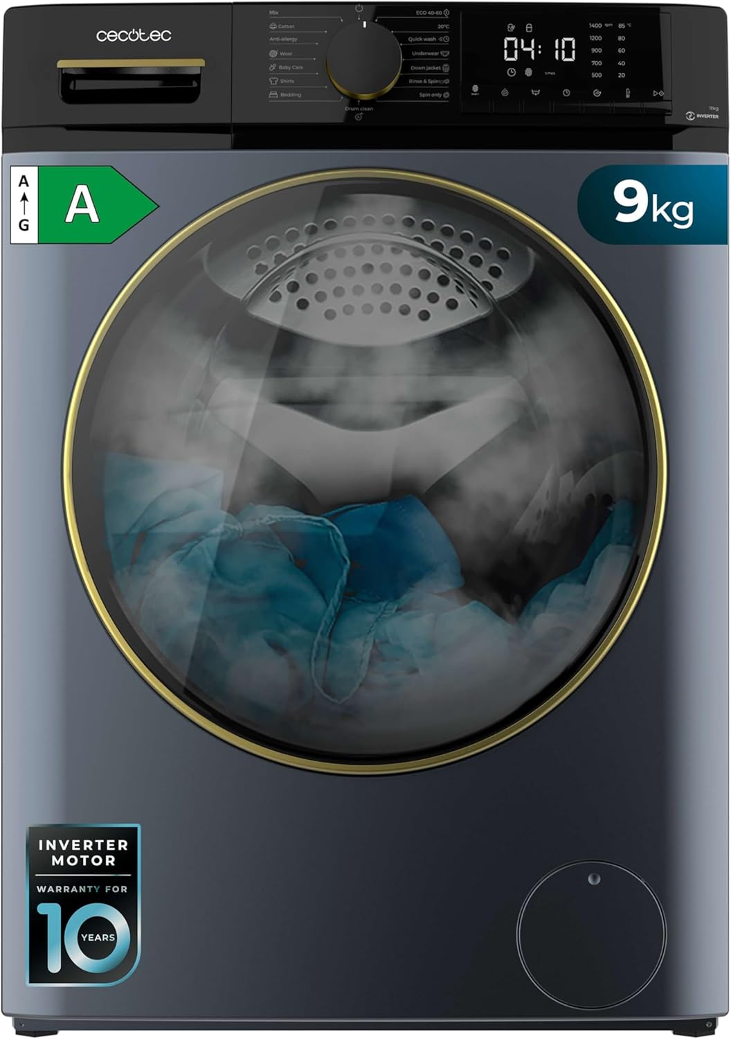 Cecotec - Bolero Dresscode 9610 - lave-linge 9kg, 1400RPM, vapeur, Inverter, 2000W, A