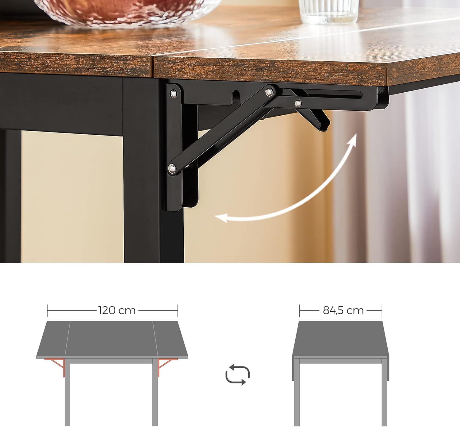 VASAGLE - Table pliante extensible 2-4 pers. - compacte, bois métal - KDT077B01