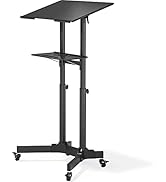 BONTEC Bureau Informatique Table Ordinateur Portable Mobile Réglable en Hauteur, Bureau Debout à ...