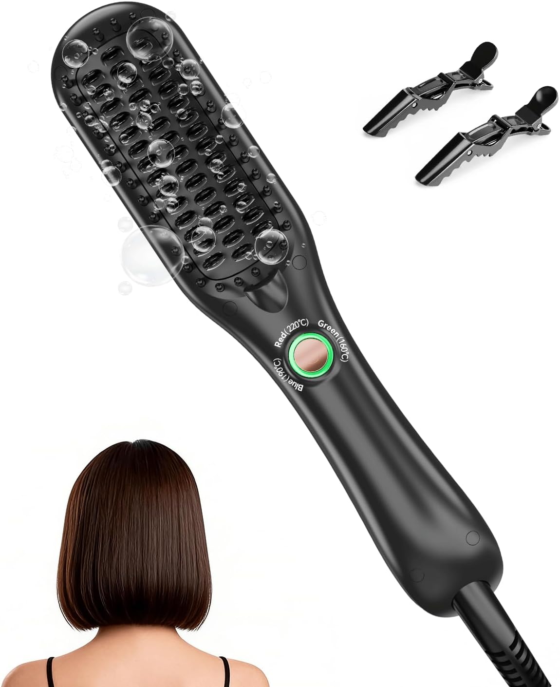 LANDOT - Mini Brosse Lissante - Compacte - Céramique ionique, cheveux courts à mi-longs, portable