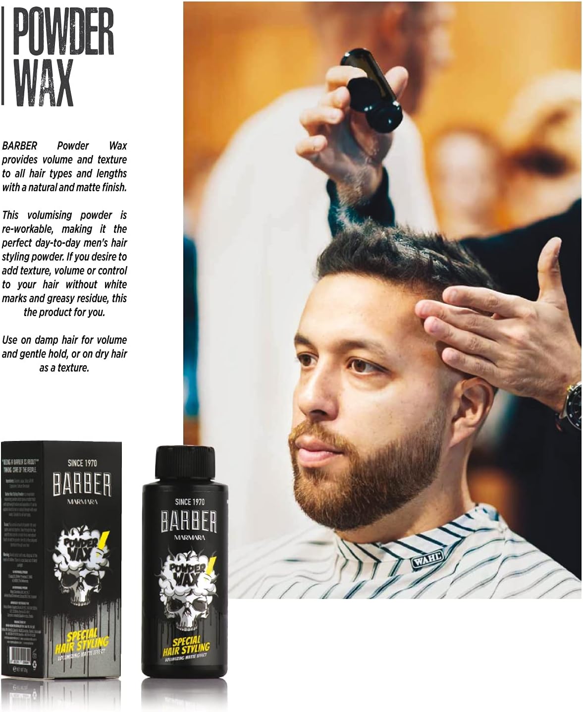 Barber Marmara - poudre coiffante - 20g - texture matte, volume cheveux