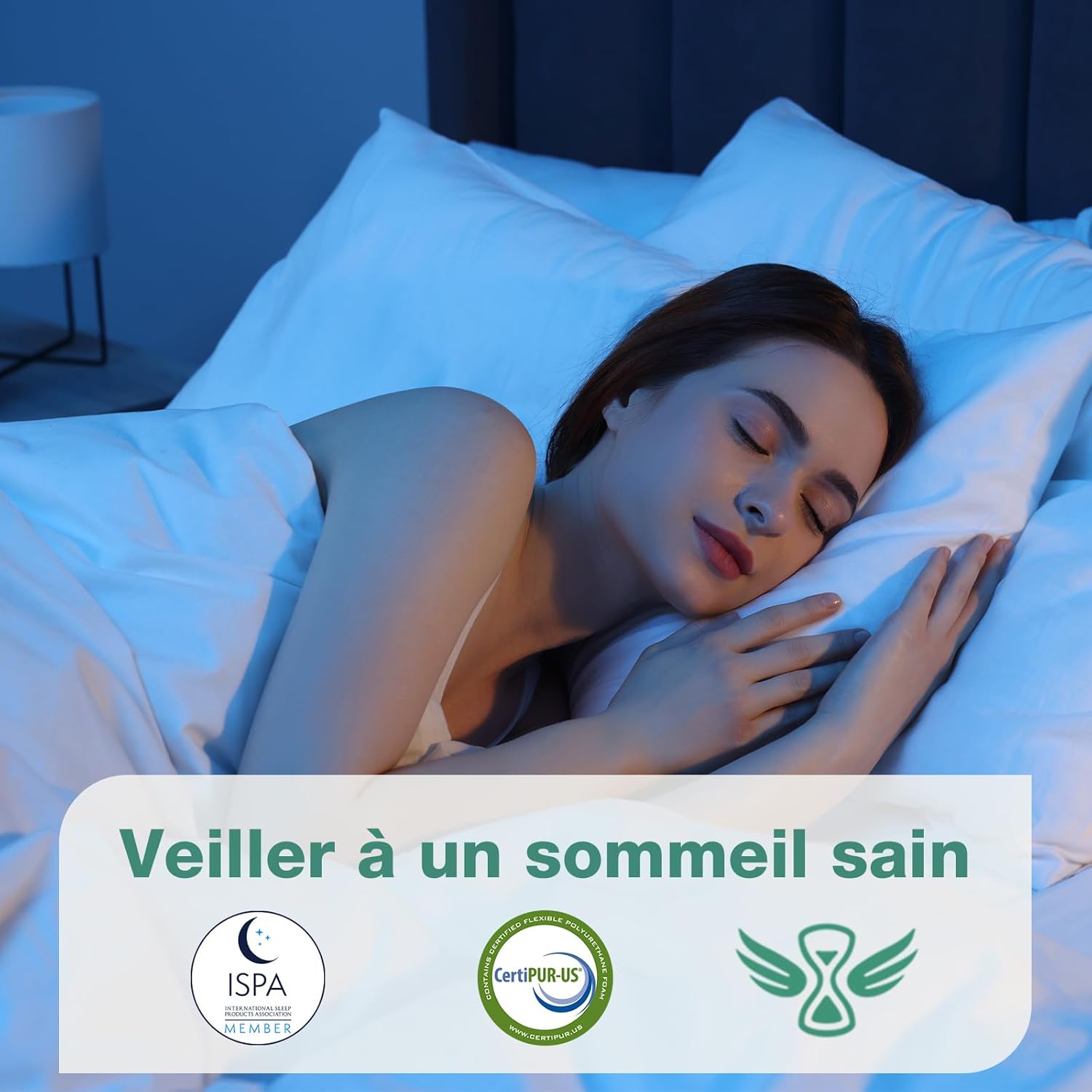 Novilla - surmatelas 7,5cm 150x190 - mémoire de forme, gel, antidérapant, lavable