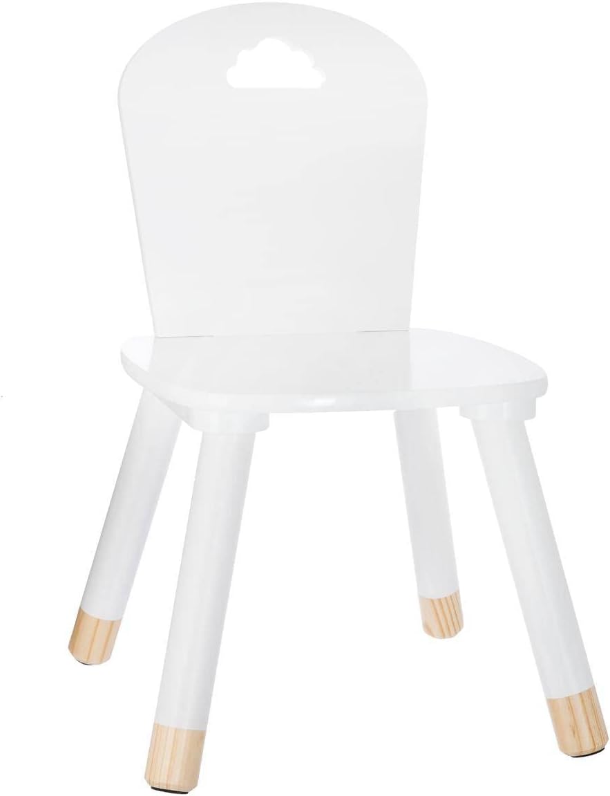 Atmosphera - Chaise enfant Douceur, blanche, confortable et solide
