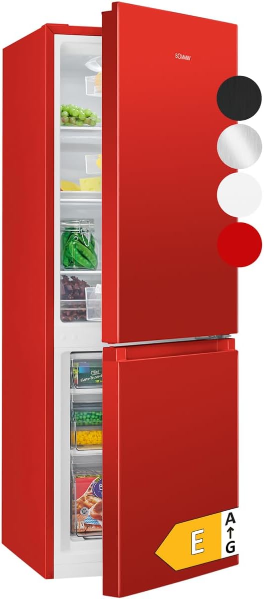 Bomann - KG320 - 175L, température réglable, portes réversibles, pieds réglables, rouge - KG320
