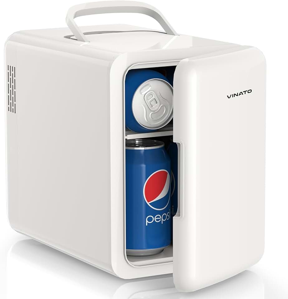 VINATO - Mini réfrigérateur 6L - refroidit et chauffe, portable, blanc
