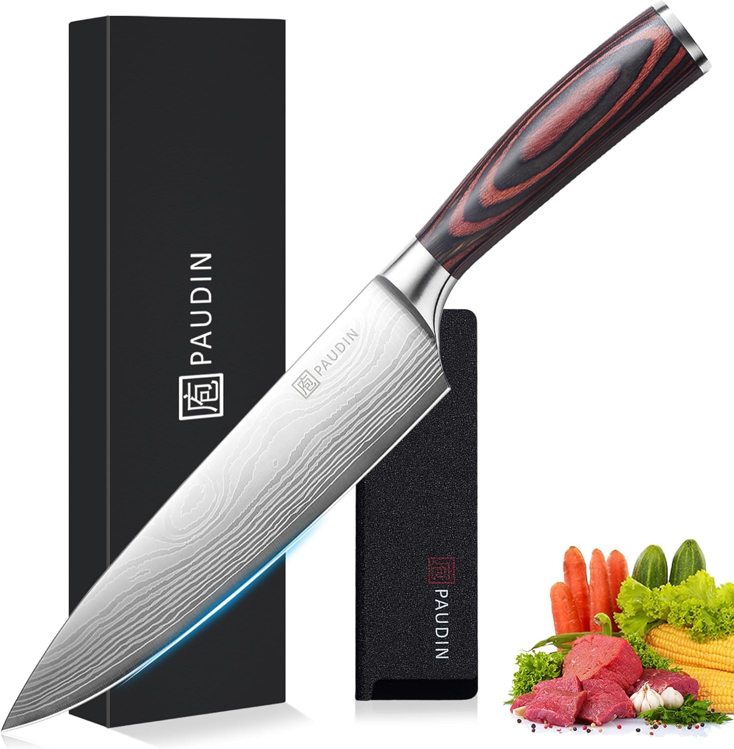 PAUDIN - Couteau de Chef - 8 pouces - lame acier carbone ultra tranchante