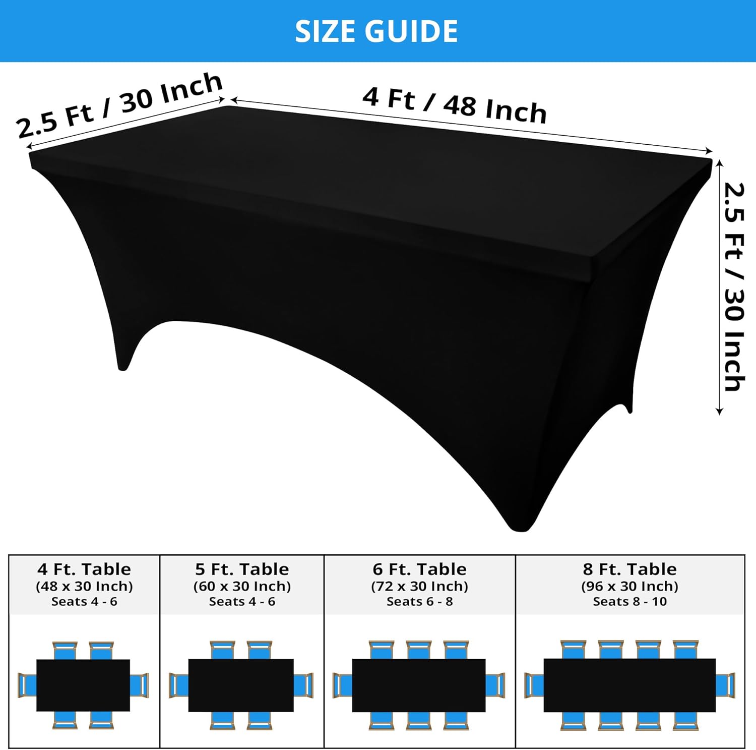 Utopia Kitchen - nappe extensible, 122 cm, polyester/spandex, lavable, lot de 2