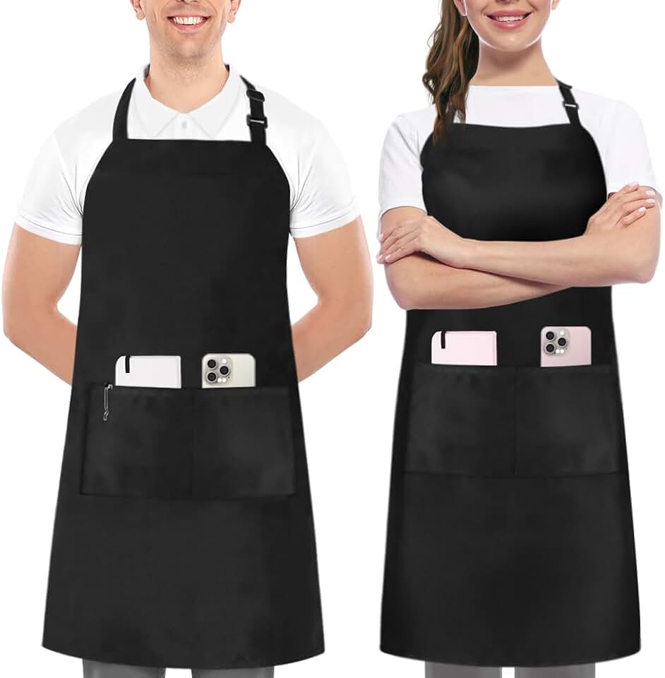 Utopia Kitchen - tablier 2 pack - bretelles réglables, 2 poches, mixte