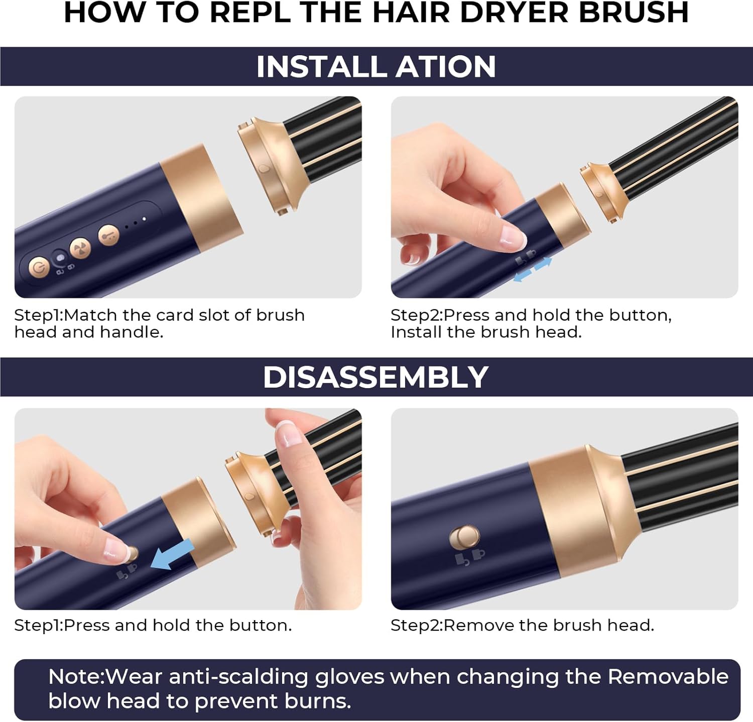 Sèche Cheveux Air Styler 7 en 1 - 1400W - 3 températures, boucle et lissage, fer à boucler 30 mm