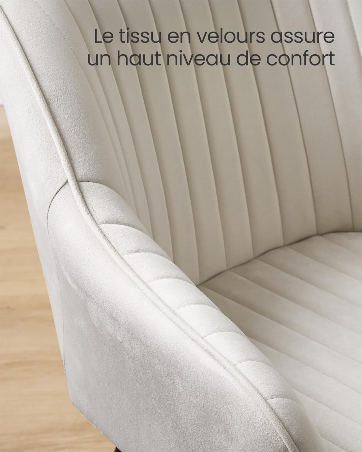 SONGMICS - Chaise salle à manger lot de 2, velours, accoudoirs, pieds métal, 120 kg, beige cappuccino/noir, LDC087W12