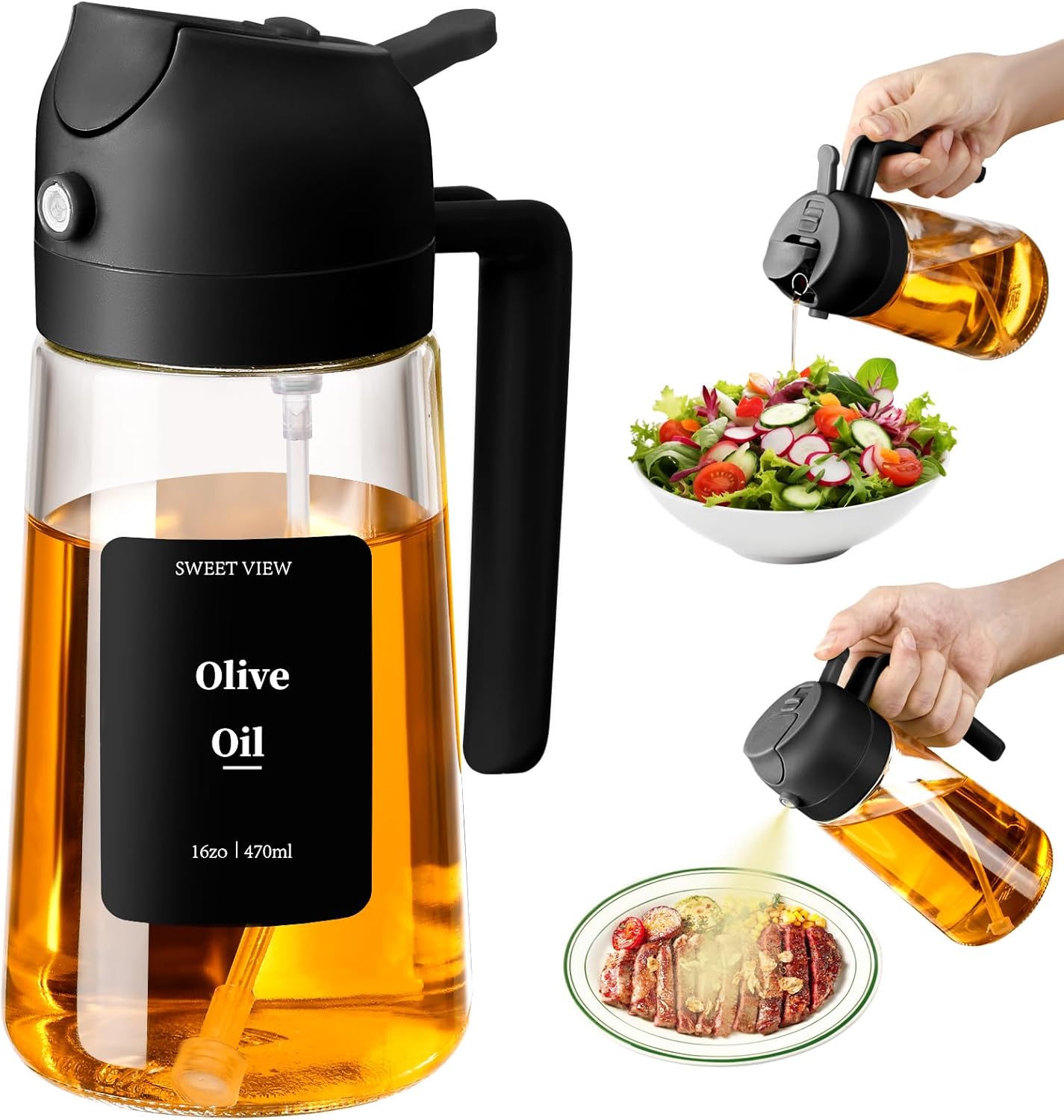 Distributeur d'huile 470ml - spray multi-usages cuisine, barbecue