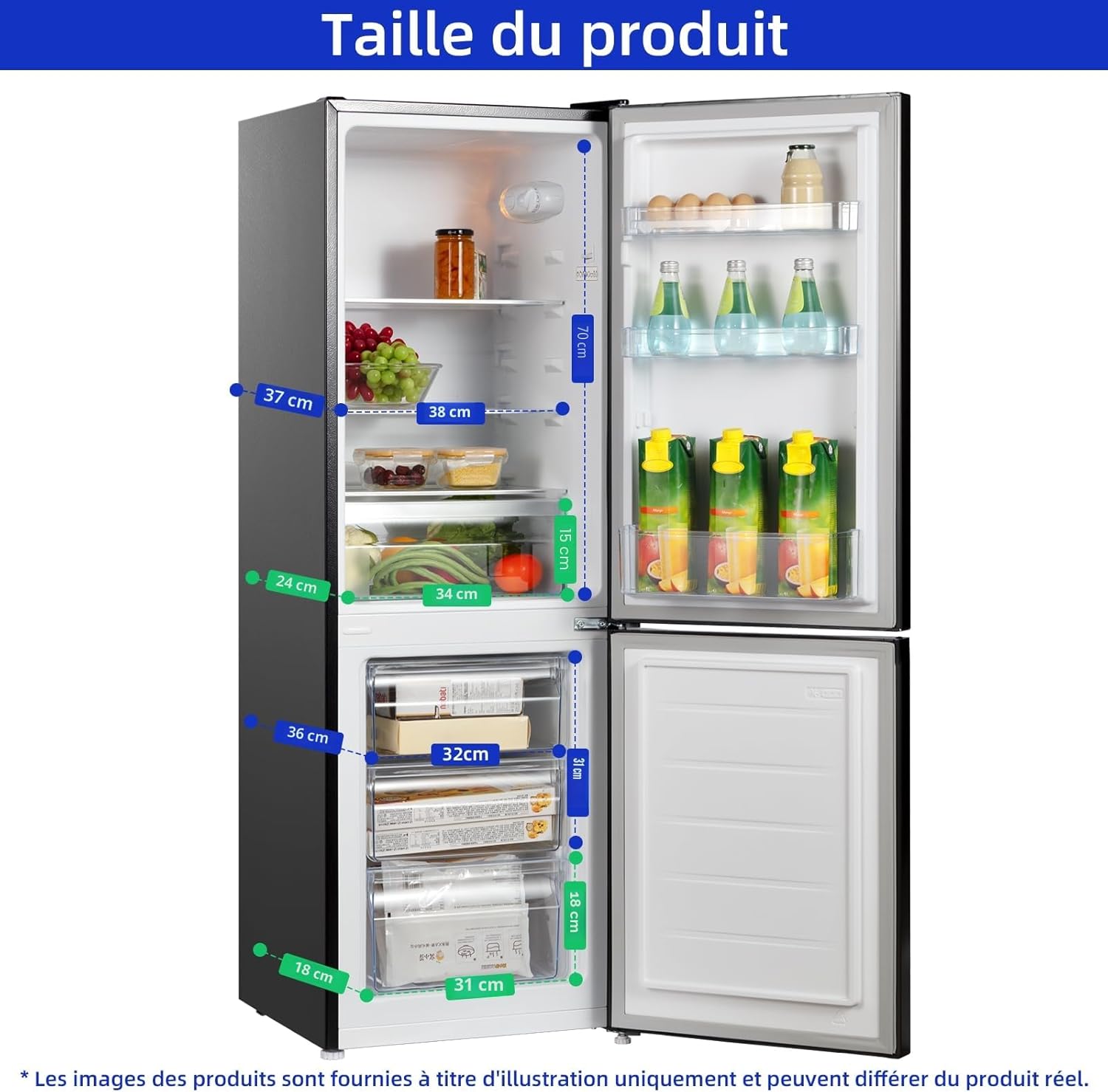 CHIQ - FBM157L42 - 157L, 47cm, low frost, portes réversibles, 39 dB