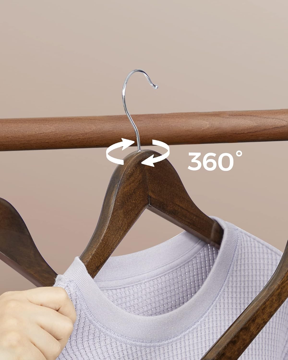 SONGMICS - cintres bois série 20 - barres et encoches antiglisse, crochet 360° - CRW02V20