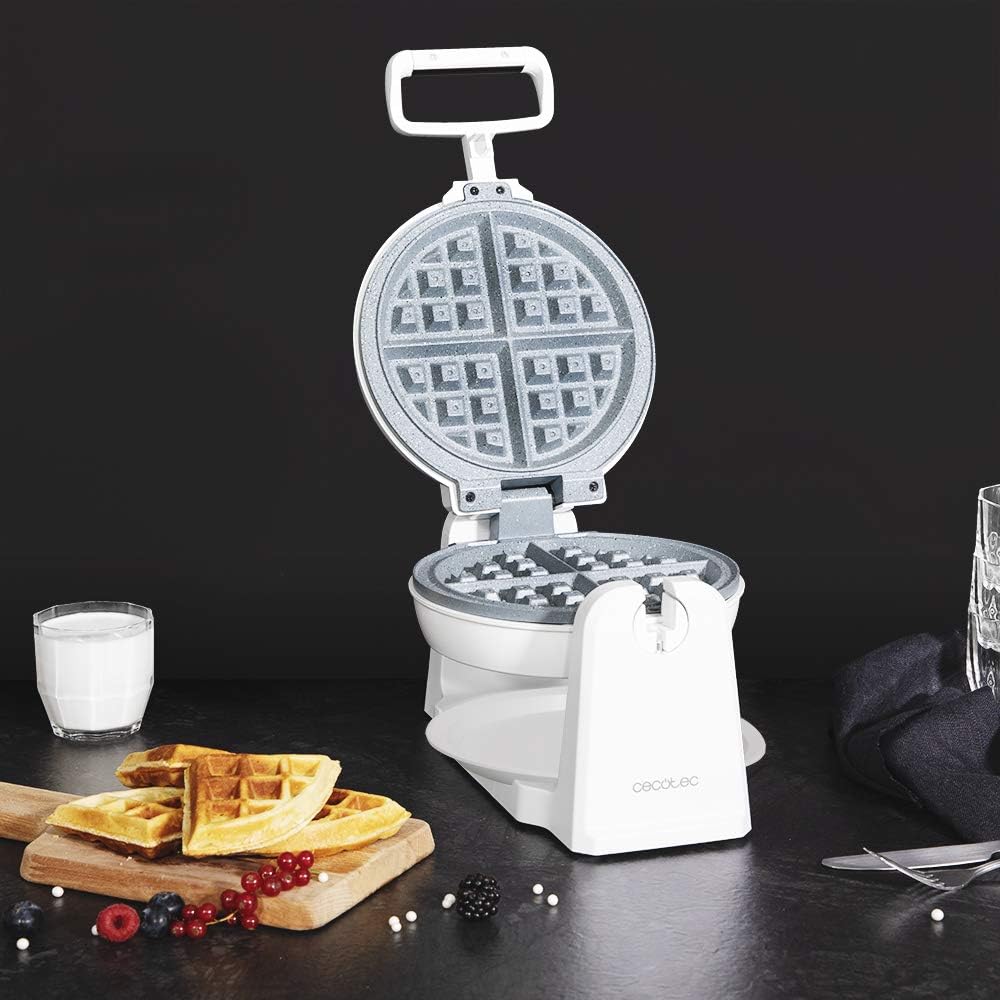 Cecotec - Gaufrier Fun Gofrestone - design circulaire, rotation 180°, 1000W