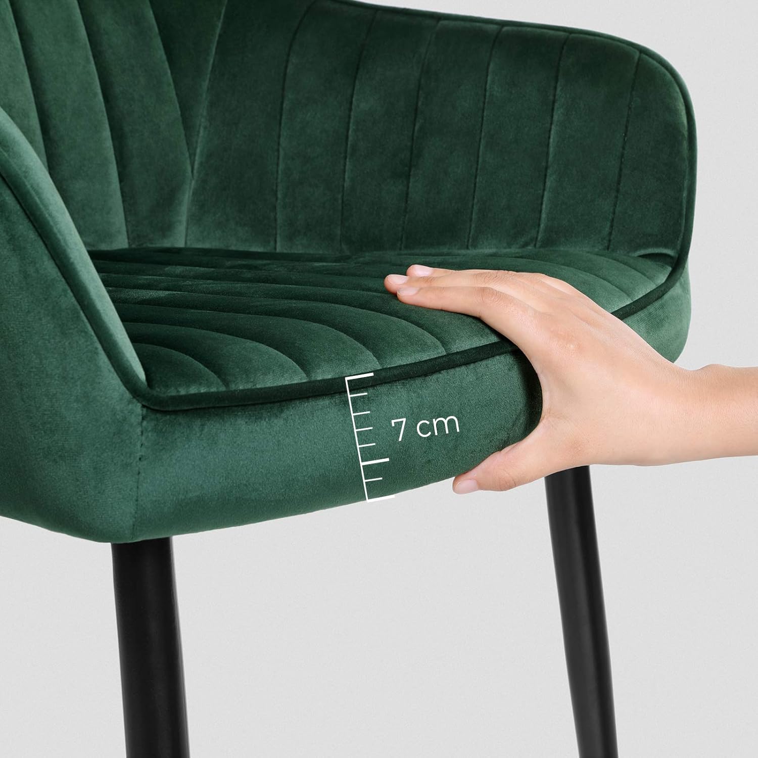 SONGMICS - Chaise salle à manger, lot de 2, velours, accoudoirs, métal, 120kg, LDC087C02