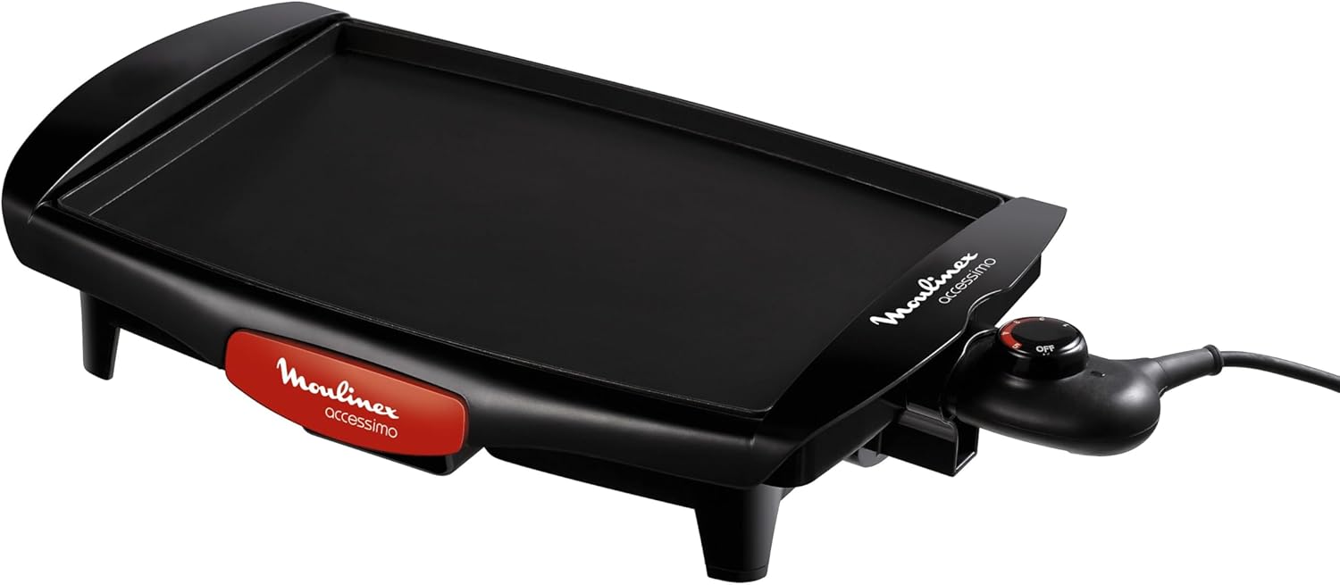 Moulinex - plancha Accessimo compacte - 1800W, antiadhésive, thermostat réglable, bac récupérateur - CB560811