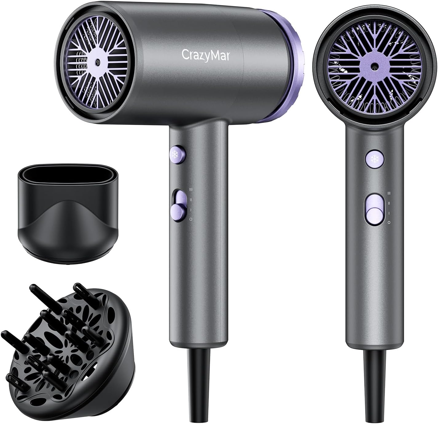 Sèche-cheveux professionnel - compact léger - ions négatifs, 3 vitesses, diffuseur - 350M