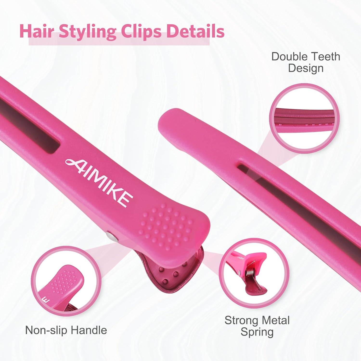 AIMIKE - pinces à cheveux néon - lot de 6 - antidérapantes, bec de canard, sans trace
