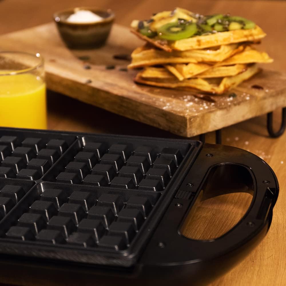 Cecotec - Rock'nToast Family - 4 gaufres, 1500W, inox, système rotatif