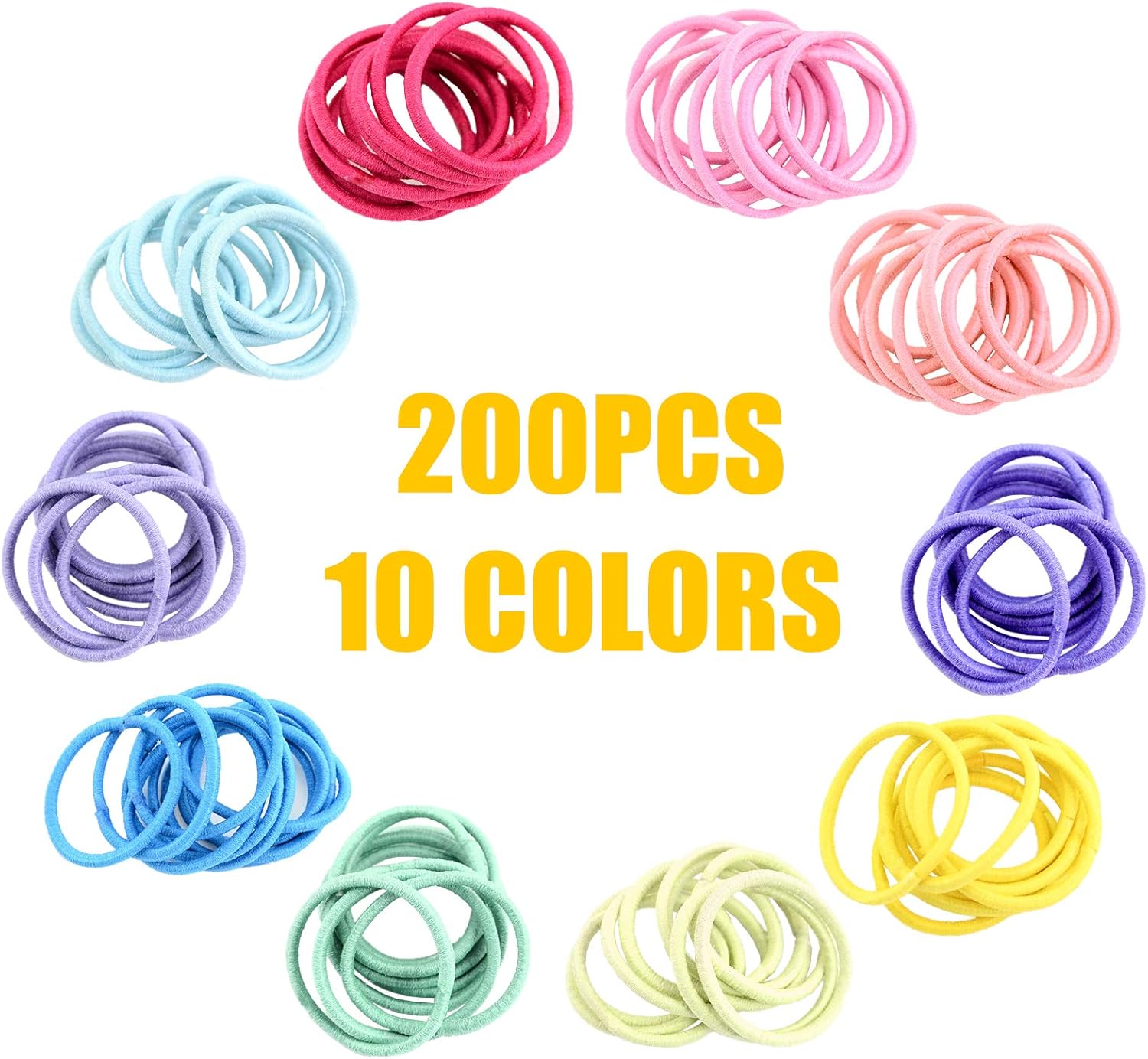 Elastiques à cheveux - lot de 200 - 2,5 cm - multicolore, caoutchouc, enfants
