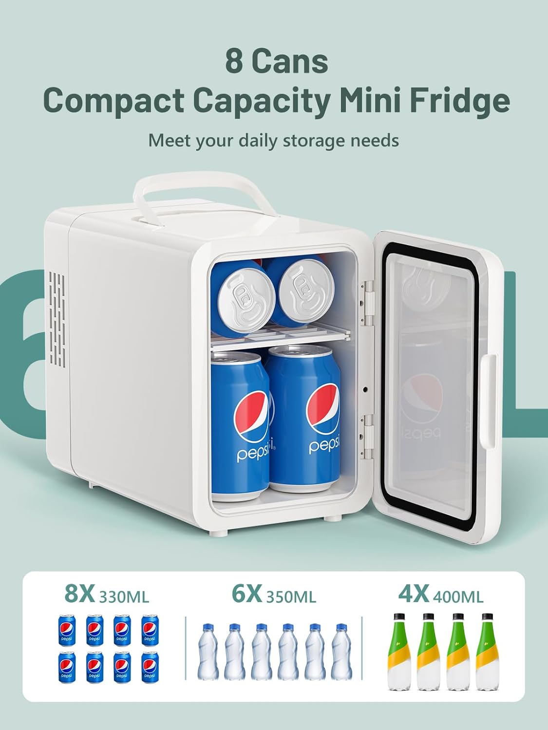VINATO - Mini réfrigérateur 6L - refroidit et chauffe, portable, blanc