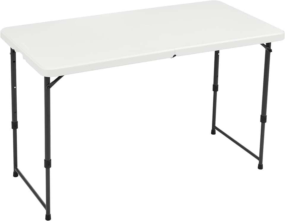 melyano Basics - Table pliante série blanche - 121x60x86 cm - 4 hauteurs, poignée transport