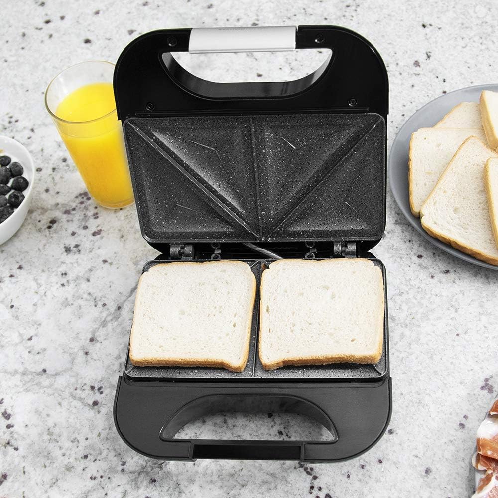 Cecotec - Rock'n Toast Fifty-Fifty - 2 sandwichs - 750W, revêtement antiadhérent