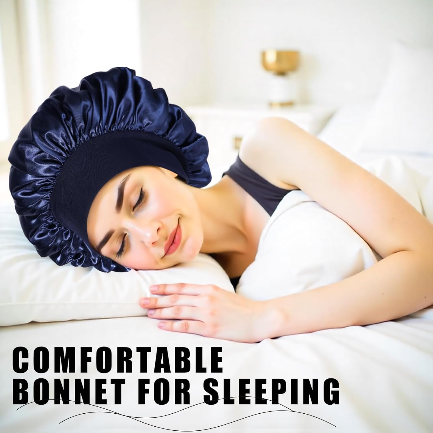 Bonnet satin cheveux nuit - élastique, soin capillaire, soie, protection nuit