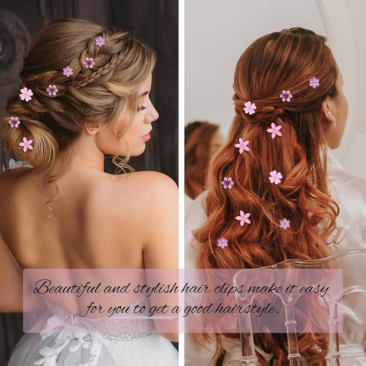 Pinces à cheveux - lot de 20, mini strass fleurs, métal, accessoires mariage