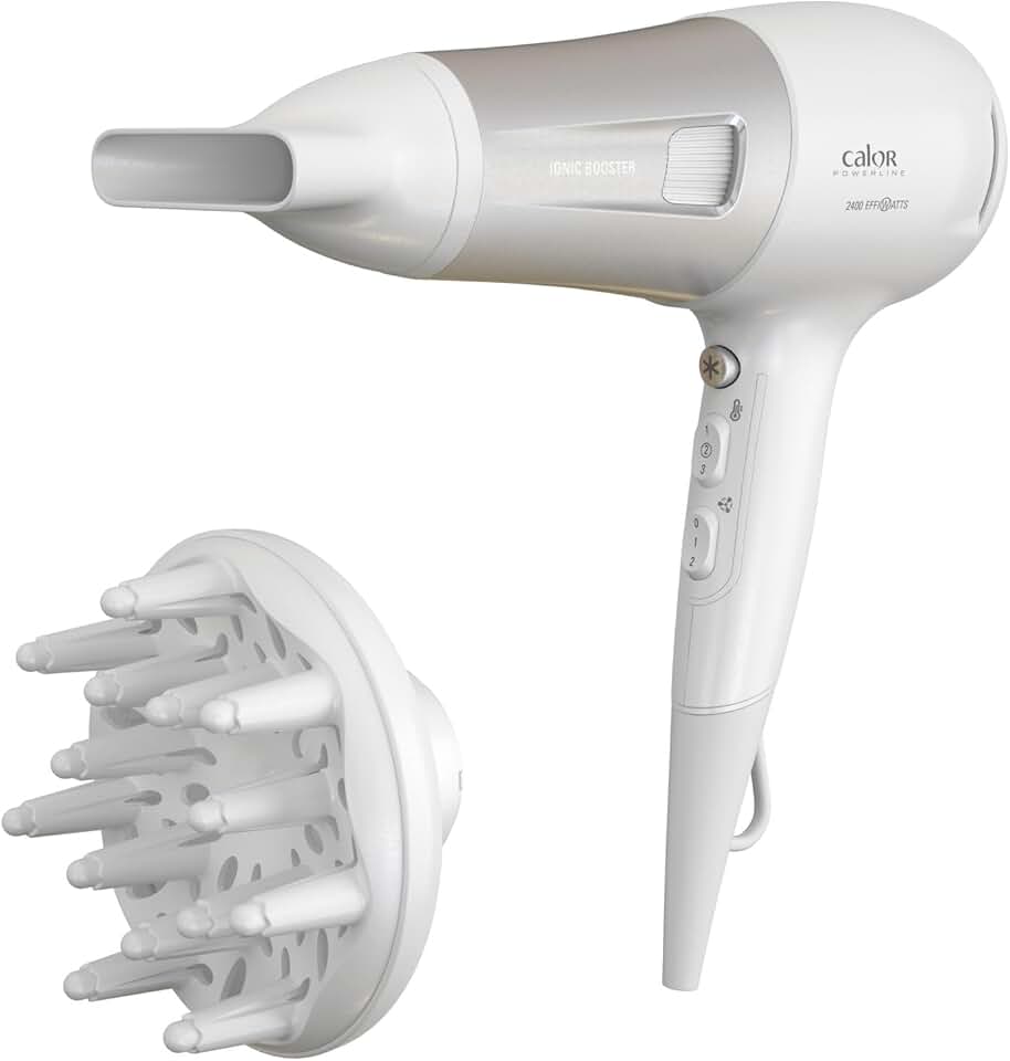 Calor - Powerline sèche-cheveux série - 6 réglages, Booster ionique, Thermo Control, accessoires - CV5930C0