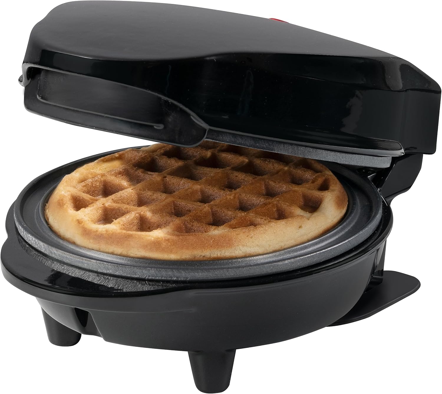 Bestron - Mini gaufrier rétro, noir, compact, antiadhésif, facile à nettoyer