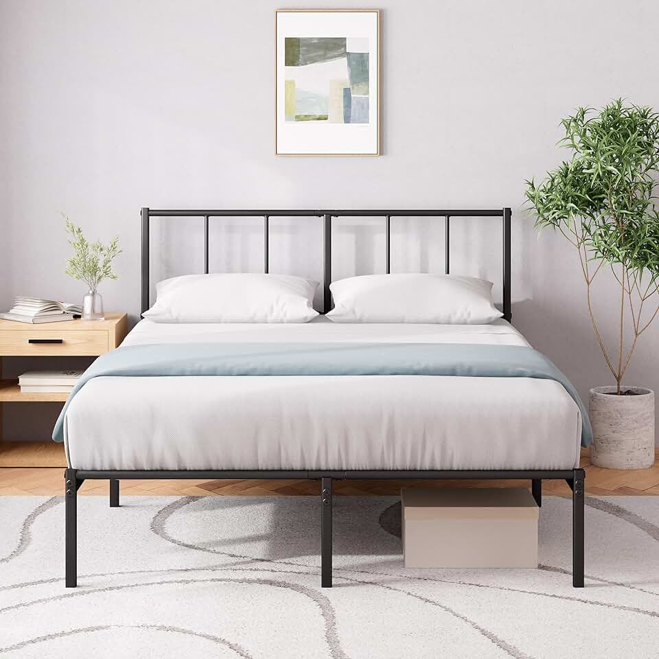 Zinus - Justin - 140x190 cm - sommier métal, tête de lit, rangement
