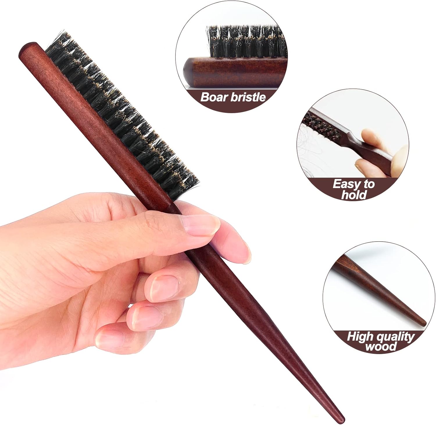 Brosse à cheveux en poils de sanglier – 22cm – pour cheveux épais, secs, ondulés