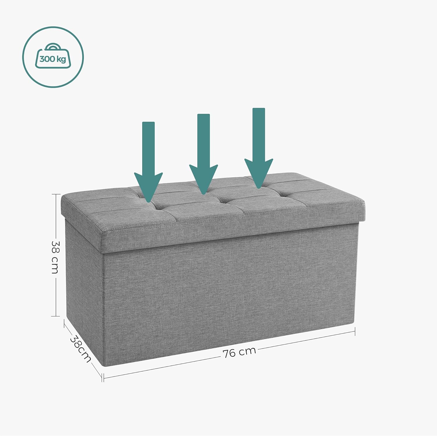 SONGMICS Mazie Collection - banc pliable 76 cm - rangement, montage facile, LSF47G