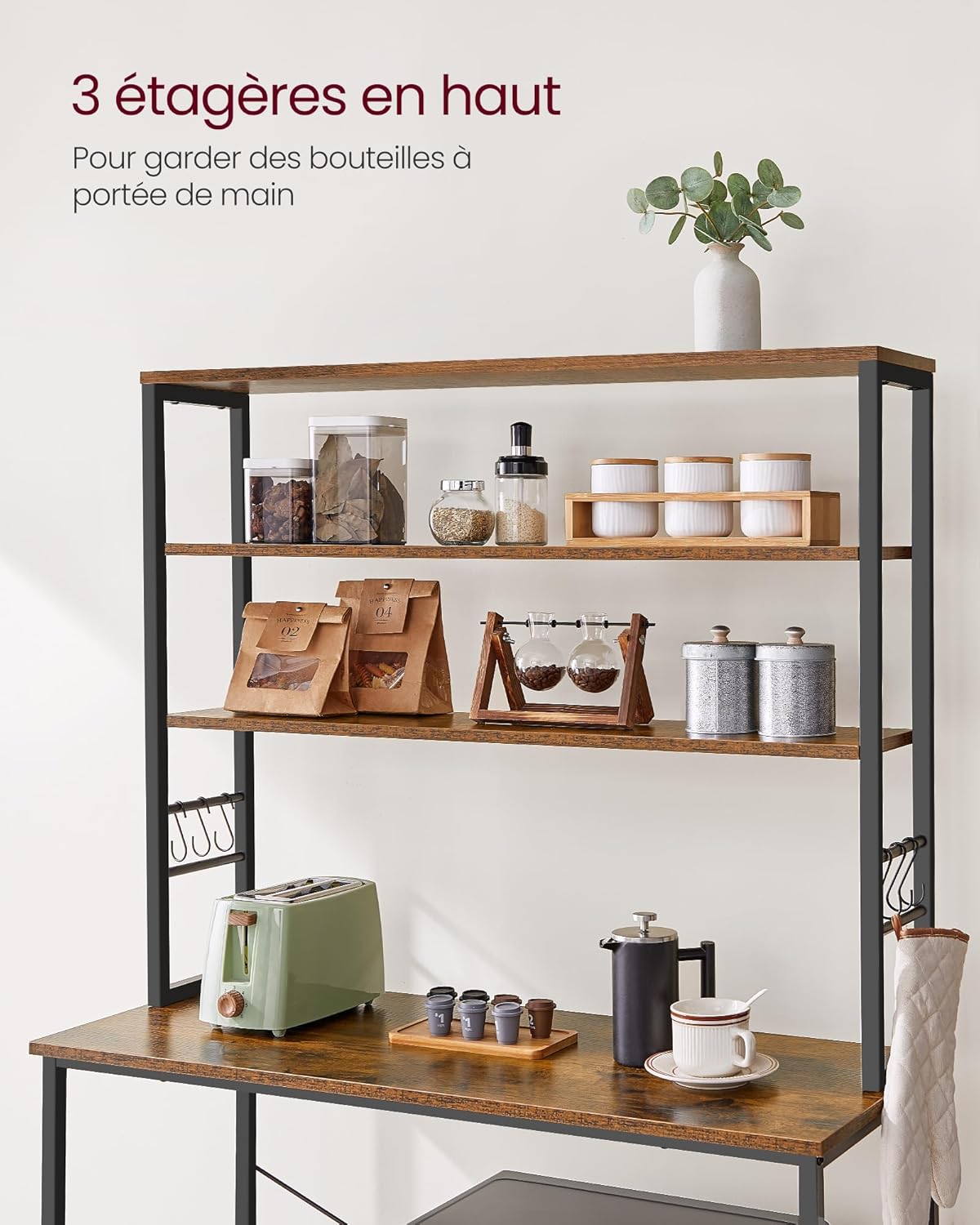 VASAGLE - étagère cuisine, 100x40x167 cm, 6 étagères, acier, KKS039K01