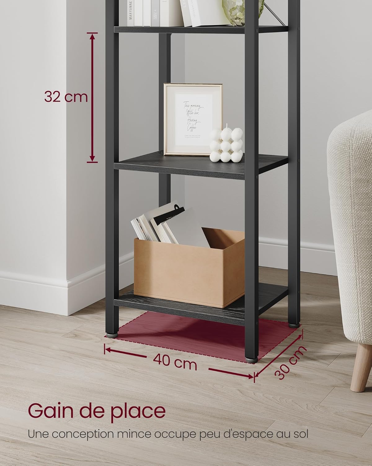 VASAGLE - étagère 6 niveaux - 30x40x187,5 cm - rangement industriel LLS101B56