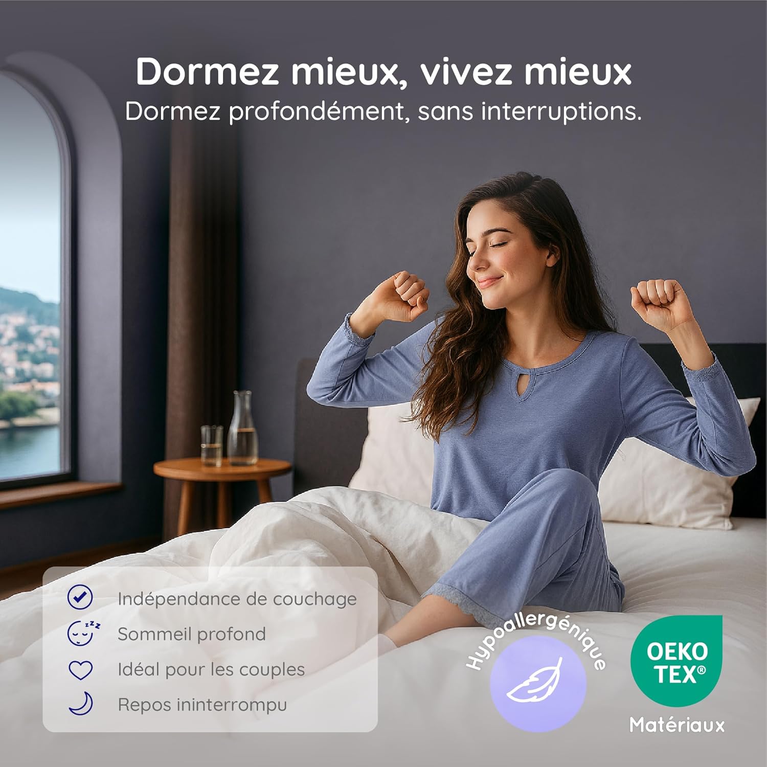 COSMOS - Upsilon Matelas hybride 140x190, mémoire de forme, 30cm, 7 zones