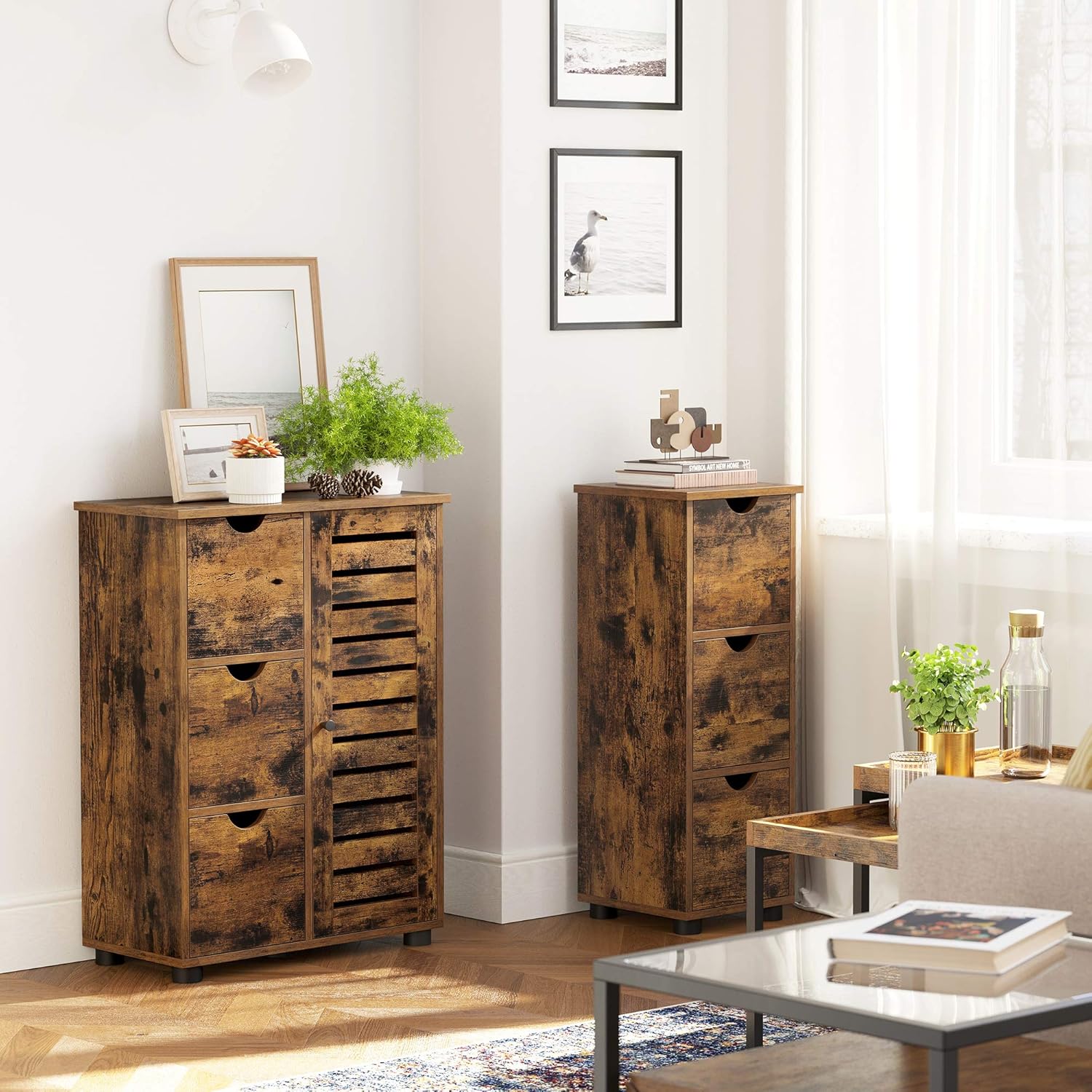 VASAGLE - armoire salle de bain moderne 30x30x80 cm 3 tiroirs BBK150X01